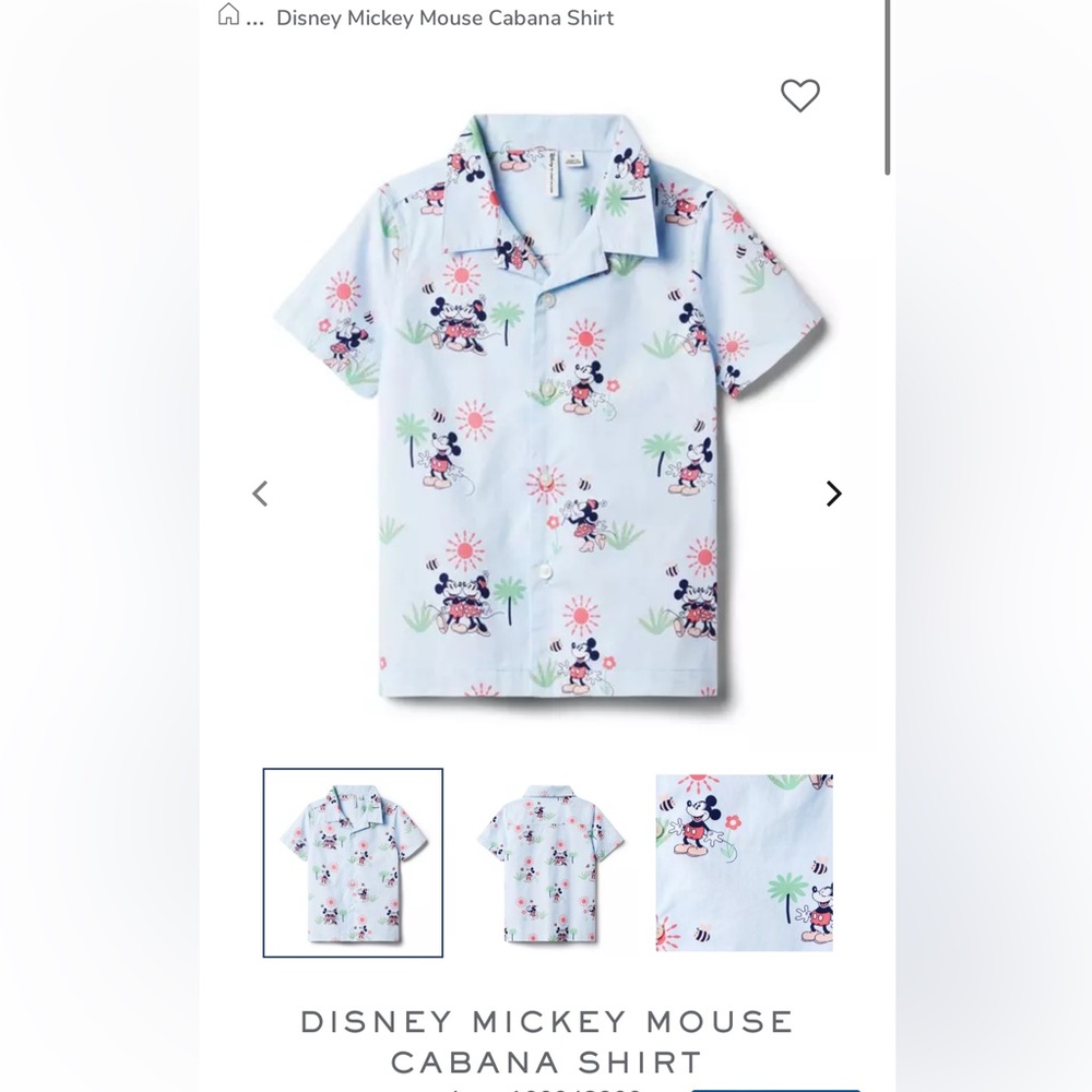 Janie and Jack Mickey Cabana Shirt NWT